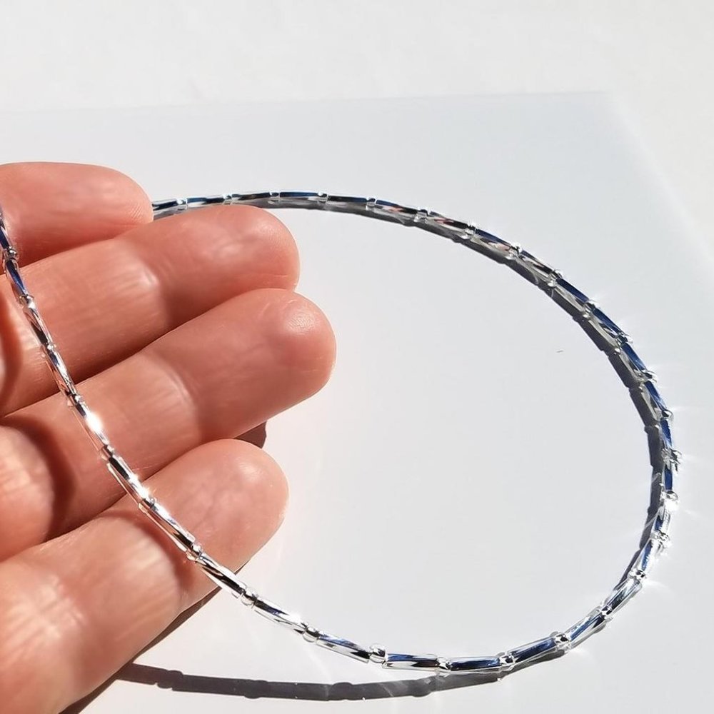 Thin Silver Necklace/ Cute Dainty Minimalist Silver Layering Stacking Choker